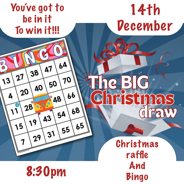 <BOLD>HOME<BOLD>. Christmas raffle and bingo 2024